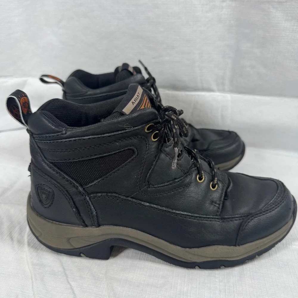 Ariat Mens ATS 10004126 Black Leather Lace Up Hiker Work Boots Size 7B